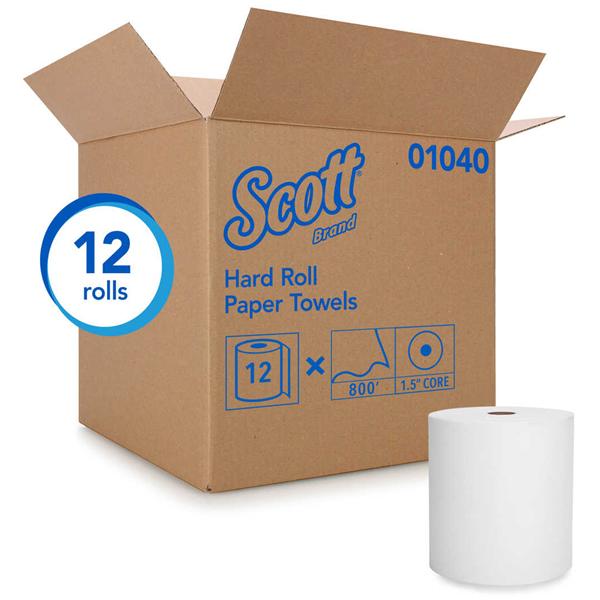 Towel Roll Hard Scott Paper 8 in x 800 Feet White 12/Ca
